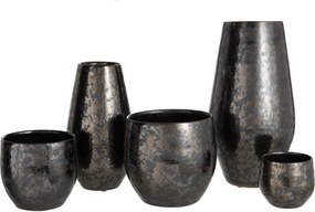 Dymovo-strieborný antik keramický kvetináč Smokey - Ø 14*12cm