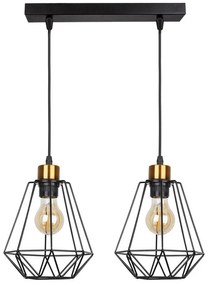 Candellux Čierno-zlatý závesný luster Primo pre žiarovku 2x E27 32-00224