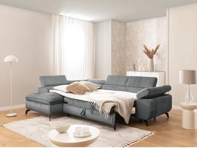 Sivá menčestrová rohová pohovka (ľavý roh/do L) Marbeya – Ropez