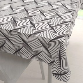 Biante Dekoračný obdĺžnikový obrus PML-042 Čierno-biele vlnenie 140x220 cm