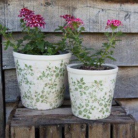 Keramický obal na kvetináč so zelenými kvetmi Ganni green L - Ø16*16 cm
