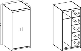 Šatní skříň Enja 89,7 cm dub Lefkas