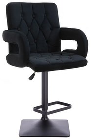 LuxuryForm Barová stolička BOSTON VELUR na čierne podstave - čierna
