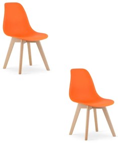 Set dvoch jedálenských stoličiek KITO oranžové / naturálne nohy (2 ks)