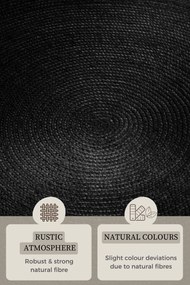 Hanse Home, Kusový koberec Jute Braided 106322 Black kruh, 140x140 (priemer) kruh, čierna, chodba / predsieň