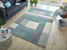 Flair Rugs, Kusový koberec Hand Carved Cosmos Mint / Grey / Cream, 80x150, zelená, kancelária