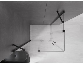 Mexen Velar Duo, sprchový kút s posuvnými dverami 90(dvere) x 80(dvere) cm, 8mm číre sklo, čierny matný profil, 871-090-080-02-70