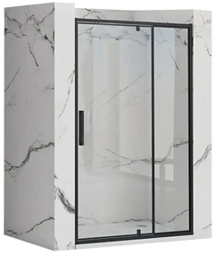 Rea Rapid Swing, jednokrídlové výklopné sprchové dvere 120 x 195 cm, 6mm číre sklo, čierny profil, REA-K6413