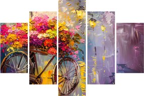 Obraz - Bicykel s kvetmi (150x105 cm)