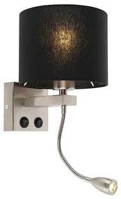 Moderná nástenná lampa oceľ s čiernym tienidlom - Brescia