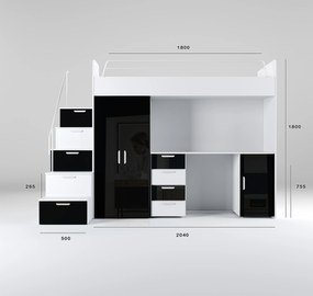 Detská posteľ Ruby IV S (Biela + Čierna) (s roštami). Akcia -20%. Vlastná spoľahlivá doprava až k Vám domov. 611106