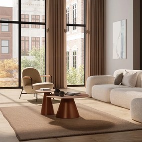 Hnedé okrúhle konferenčné stolíky v súprave 2 ks so sklenenou doskou ø 80 cm Vida – MOME