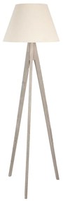 Béžová lampa s drevenou trojnožkou Antonio - 45*45*149 cm / E27 / max 40W