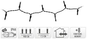 Vianočné svetielka 9 m/120 led viacfarebná, 8 režimov svietenia, pamäťová funkcia