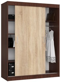 Šatníková skriňa s posuvnými dverami 150 cm CLP mono wenge / sonoma