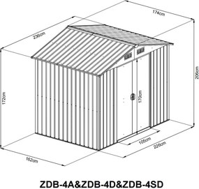 Záhradný domček BestBerg ZDB-4D / 4,1 m² / 236 x 174 x 206 cm / dekor červené drevo / hnedá