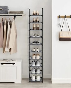 10-úrovňový stojan na topánky, botník, priestorovo úsporný, 33 x 33 x 173 cm, sivý