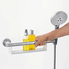 HANSGROHE Unica madlo Comfort s poličkou a držiakom ručnej sprchy, biela/chróm, 26328400