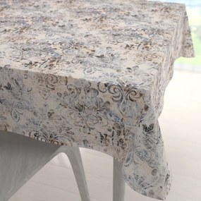 Biante Zamatový štvorcový obrus Tamara TMR-057 Modro-zelený zámocký vzor na krémovom 140x140 cm