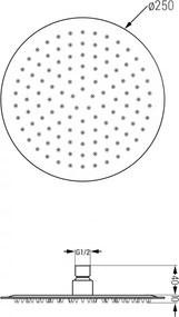 Mexen sprchová nerezová hlavica Round 25 cm, chróm, 79225-00