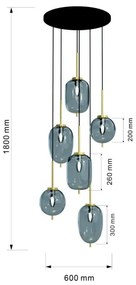 Wofi 5007-502 - Luster na lanku BELLEVILLE 6xE14/40W/230V čierna/zlatá