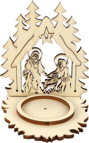 AMADEA Drevený svietnik betlehem, 10 cm