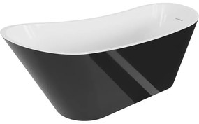 Mexen Alta, voľne stojaca vaňa 170 x 75 cm, biela-čierna, biely prepad, 52141707575-20