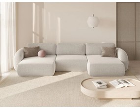 Krémovobiela ženilková rozkladacia/s úložným priestorom rohová pohovka (do tvaru "U") Tonale – Cosmopolitan Design