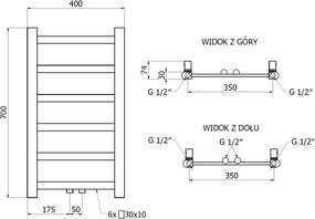 Mexen Bolt, vykurovacie teleso 700 x 400 mm, 165 W, spodné a stredové, čierna, W126-0700-400-00-70