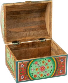 Drevená farebná truhla Mumbai wood - 28*23*23 cm