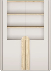 Vitrína Amilio 100 cm dvojdverová - kašmír / olejovaný dub / úchyty svetlý dub