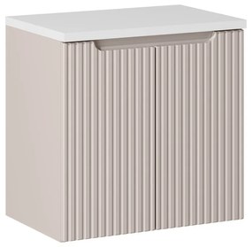 Závěsná skříňka Nova Cashmere I s deskou 60 cm kašmírová/bílá