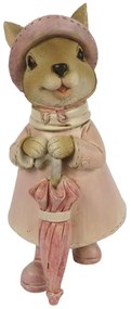 Dekorácie králičie slečny v ružovom kabátiku s dáždnikom - 8 * 6 * 14 cm