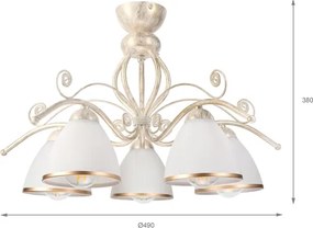 Brilagi - LED prisadený luster ANTICO 5xE27/60W/230V 3000K biela patina