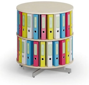 Otočný regál na zakladače, 2 poschodia, breza