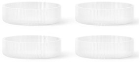 ferm LIVING Sklenená miska Ripple Frosted – set 4 ks