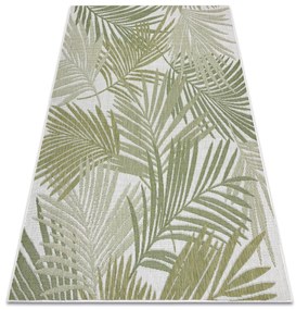 Koberec SISAL SION palmové listy, tropický 2837 ploché tkanie ecru / zelená Veľkosť: 70x250 cm