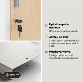 Šatníková skriňa BHP, zamestnanecká, jednotlivá, 2 priehradky s tyčou, biela/dub sonoma, 316,5x1850x450 mm: IGOR 1 Plus Eco Design