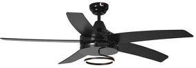 Stropný ventilátor čierny 132 cm vrátane LED s diaľkovým ovládaním - Cool Anello