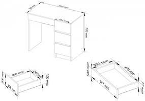 Kancelársky stôl A-7 CLP pravostranný, sonoma / biely