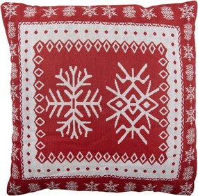 Červený vankúš s vločkami - 45*45*4 cm