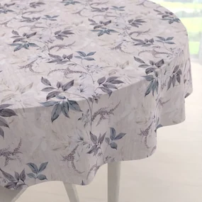 Biante Dekoračný okrúhly obrus PML-053 Popínavé lístky na béžovom Ø 130 cm