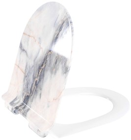 Rea Carlo Granit Shiny, SLIM toaletné WC sedadlo s pomalým zatváraním 410x365 mm, duroplast, soft-close, imitácia kameňa, REA-C4520