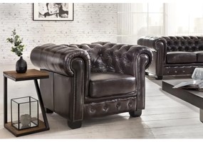 furniture-nabytek.cz - Kreslo Chesterfield z pravej kože, hnedé – 100×90×72 cm