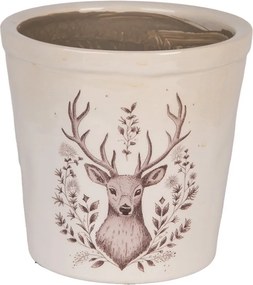 Béžový obal na kvetináč s jeleňom Gentle Wilderness L - Ø 17*16 cm