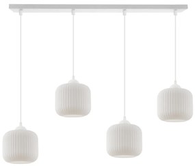 Závesné svietidlo Riffle, 4x biele sklenené tienidlo, w