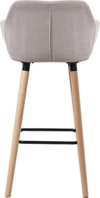 Barová stolička Grant - látka, drevené nohy natura - Sivo-hnedá (Taupe)