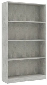 vidaXL Knižnica so 4 policami, betónovo sivá 80x24x142cm, drevotrieska-