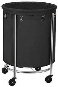 Kôš na bielizeň na kolieskach, 81x60cm, čierno-strieborný