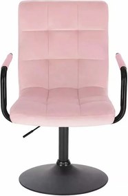 LuxuryForm DESIGN Otočná stolička VERONA BLACK VELUR na čiernom tanieri - ružová